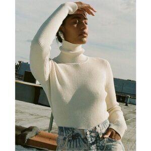 NWT Mara Hoffman Ivory Ribbed Turtleneck Sweater